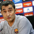 Ernesto Valverde, durante la rueda de prensa previa al Barcelona-Huesca de hoy.