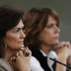 La vicepresidenta del Gobierno, Carmen Calvo, y la ministra de Justicia, Dolores Delgado.