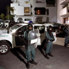 Cordón policial de miembros de la Guardia Civil tras el altercado.