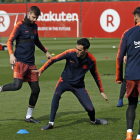 Sergio Busquets se entrenó ayer con el grupo en la sesión del FC Barcelona.