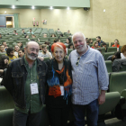 Els periodistes Xavier Giró, Rosa Maria Calaf i Ramón Lobo, ahir abans de participar en el simposi sobre la llibertat de premsa a la UdL.