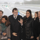 Rajoy, ayer, durante la inauguración de las obras de ampliación de la AP-9 en Galicia.