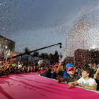 Un momento de la presentación de los equipos del Giro, ayer en Jerusalén.