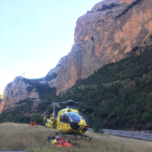 Actuació ahir de rescat d’un escalador al Baix Pallars.