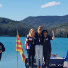 El podio con las leridanas del Club Kayak Mitjana Arias y Herrera.