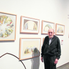 El pintor y muralista leridano Víctor Pérez Pallarès, en la inauguración de una exposición de sus obras en 2014 en el Museu de Lleida.