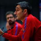 Ernesto Valverde, ahir durant la conferència de premsa prèvia al clàssic d’avui al Camp Nou.