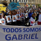 Manifestantes en apoyo a los padres de Gabriel, el niño desaparecido en Las Hortichuelas de Níjar.