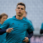 Cristiano Ronaldo, durante un entrenamiento con el Real Madrid.