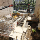 Imatge de les obres de construcció del nou edifici de la Diputació a la rambla Ferran.