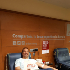 Un moment d’una donació de sang a l’hospital Arnau de Vilanova de Lleida.