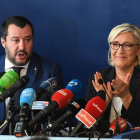 Matteo Salvini y Marine Le Pen, ayer, en Roma.