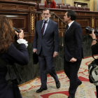 El president del Govern, Mariano Rajoy, a la seua arribada aquest dimecres al consell de ministres.