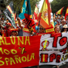 Imatge de la manifestació d’ahir al Paral·lel de Barcelona.