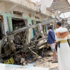 Imatge de les restes del bombardeig, al Iemen.