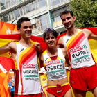 Diego García, María Pérez i Álvaro Martín van sumar tres medalles per a l’equip espanyol en la prova dels 20 quilòmetres marxa.