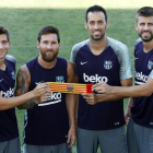Sergi Roberto, Leo Messi, Sergio Busquets y Gerard Piqué son los cuatro nuevos capitanes del Barça.