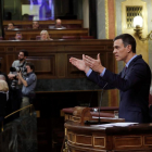 El president del Govern estatal, Pedro Sánchez, en un moment de la intervenció al Congrés-