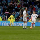 Cristiano Ronaldo y Luka Modric, abatidos tras el gol que dio el triunfo al Villarreal.