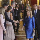 Momento de la recepción en el Palacio Real en el que tuvo lugar el malentendido de Sánchez.