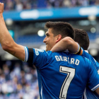 Gerard Moreno celebra un dels gols de l’Espanyol.