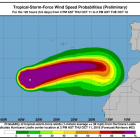 Gràfic difós per AEMET sobre la progressió que s’espera de l’huracà.