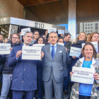 Periodistas de Europapress manifestándose, ayer en Madrid.