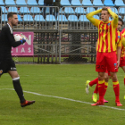 Bojan Radulovic, que va marcar el gol de la victòria, es lamenta per una ocasió fallada al primer temps.