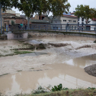 El riu Ondara al seu pas per Tàrrega aquest dilluns.