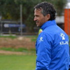 El entrenador del Reus, el leridano Xavi Bartolo, durante un entrenamiento.