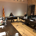 Un moment de la reunió de la Comissió Interdepartamental celebrada ahir a Barcelona.