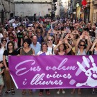 Protesta contra la violencia hacia las mujeres en Lleida. 