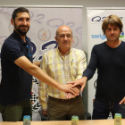 Xaver Gabernet, Antonio Aiguadé y Juli Bergé, ayer durante su presentación en Balaguer.