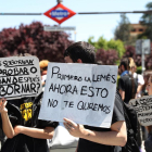 Estudiants en la marxa d’ahir contra Cifuentes a Madrid.