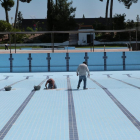 Els treballs a les piscines municipals de les Borges.
