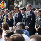 El president del Parlament, el de la Generalitat, del Senat, la del Congrés, del Govern central i els reis, ahir a Barcelona.