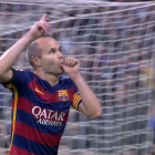 El 8 del Barça, Andrés Iniesta, celebrant un dels seus gols.