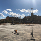 La plaza del edificio Àries que se reabrirá hoy.
