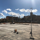 La plaça de l’edifici Àries, que es reobrirà avui.