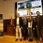 Josep Calvet, Alice Ekman, Rosa Pujol y Jaume Serra, antes de la proyección de ‘Perseguits i salvats’.