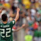 El mexicà Hirving ‘Chucky’ Lozano celebra el seu gol, que va servir per derrotar la vigent campiona Alemanya.