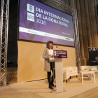 La consellera Jordà en un moment de la seua intervenció a l'acte a la Seu Vella de Lleida.
