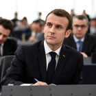 El president francès, Emmanuel Macron, ahir a Estrasburg.