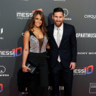 Antonella Rocuzzo i Leo Messi, ahir a la presentació del xou.