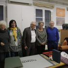El poeta Carles Duarte (centre), ahir a la Fundació Vallpalou poc abans de la presentació del llibre.
