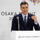 Sánchez, a la intervenció de dissabte passat a Osaka, Japó.