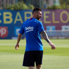 Messi, durante un entrenamiento, ha visto archivada la denuncia contra él.