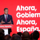 El líder dels socialistes, Pedro Sánchez, ahir a la presentació del lema del PSOE per al 10-N.