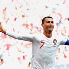 Cristiano Ronaldo celebra l’única diana d’ahir, la quarta del seu compte particular al Mundial.
