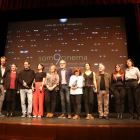Guanyadors, autoritats i patrocinadors, ahir a la gala de clausura del festival Som Cinema de Lleida.